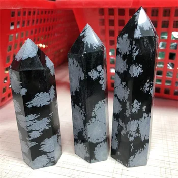 Looduslik Lumehelves Obsidian Crystal Punkti Tervendav Kristallid Võlukepp Reiki Energia Kivid Kvarts Tower Käsitöö Tšakra Nõidus DIY