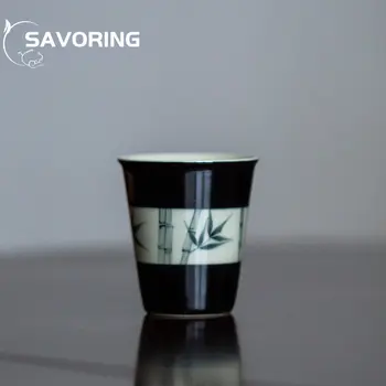 Must Käsi-värvitud Bambusest Tee Cup Meister Cup Leibkonna Kung Fu Tee Tassi Ühe Tassi High-end Isiklik Eriline Tee Kaussi Tee Tassi