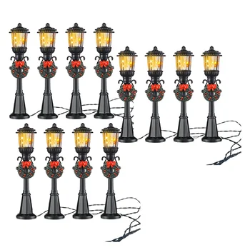12 Tk Mini Jõulud Lamp Post Rongi Latern Kääbus Laterna Dekoratiivsed Tuled DIY Küla Rada