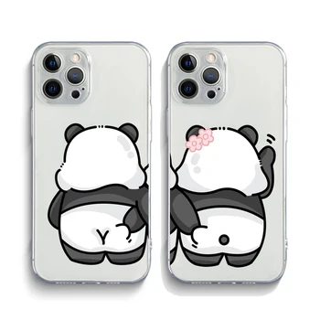Panda Paaristatud Telefoni Case for iPhone 13 14 Pro Max 12 Mini 7 8 Soft Plus Ultra-õhuke Selge iPhone tagakaas 11 PRO X-XR, XS MAX