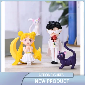 4cm Anime Sailor Moon Tegevus Arvandmed Usagi Tsukino Luna Aino Minako Artemis Kass Kawaii Mänguasjad PVC Laekuva Mudel Nukk Lapsed Kingitus