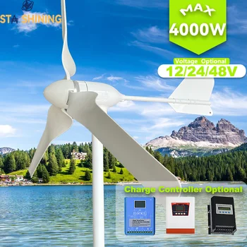 【Kõrgema Võimu】 4000W WindTurbine Kõrge Efektiivsusega Tuuleveski Koos MPPTCharger/Hübriid päikesesüsteemi, koduseks Kasutamiseks, 6 Labad Horisontaalsele