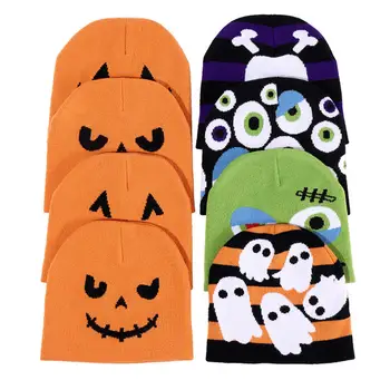 Uus Loominguline Halloween Naljakas Kootud Müts Kõrvits Vaimu Muster Talvel Soe Skullies Beanies Mütsid Halloween Kostüüm Ja Müts