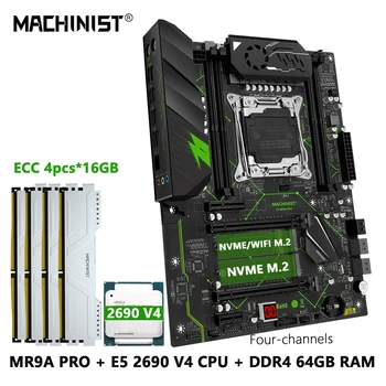 MASINIST X99 Emaplaadi Kit Komplekt LGA-2011-3 Xeon E5 2690 V4 CPU protsessor DDR4 RAM 4*16 GB mälu, USB3 ATX.0 NVME M. 2 MR9A PRO
