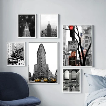 New Yorgis Empire State Building Lõuend Maalid Must Valge Põhjamaade Plakat ja Pildid Seina Art Pilte Tuba Home Decor