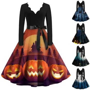 Naiste Kleit Elegantne Põranda Pikkus Kleit Naiste Talve 2023 Mood Pikkade Varrukatega Halloween Frocks Daamid Vestidos Largos