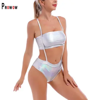 Prowow Seksikas Naiste Bikinis Komplekt Solid Color) Kaks Osa Kõrge Waisted Suplus-Ujumistrikood 2023 Uus Naine Holiday Beach Varustus