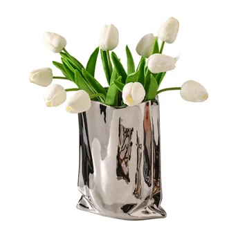 Keraamiline Vaas Silver Põhjamaade Luksus Cachepot Seista Lilled Vaasi Kuivatatud Lilled, Kaunistused Kodu Kaunistamiseks Ruum Pulm Kingitus